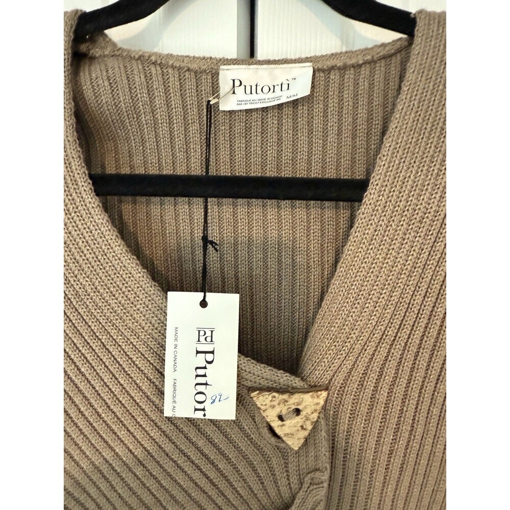Putorti‎ Women's Artsy Sweater 3/4 Sleeve Asymmetrical Stretch Button M NEW - Picture 2 of 10